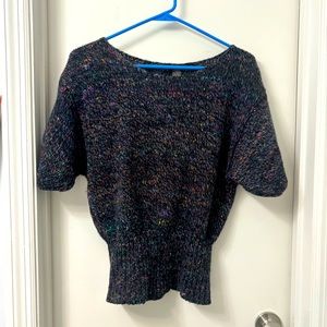 Vintage Wool and Angora knit short-sleeve multi-color sweater